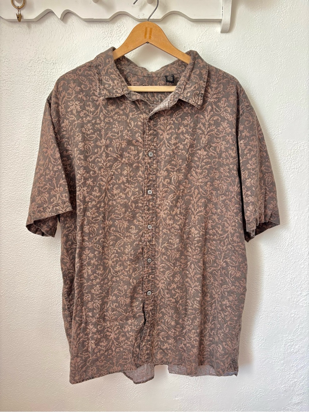 Structure 2XL 100% Linen Paisley Button Down Shirt Resort Western